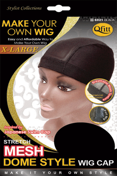 Qfitt Stretch Mesh Dome Style Wig Cap Black / Extra Large