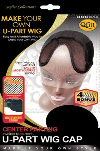 Center Parting Invisible Lace Front U-Part Wig Cap - 5015 BLK