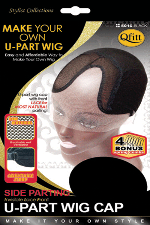 Qfitt Side Parting Invisible Lace Front U-Part Wig Cap - 5016 Blk